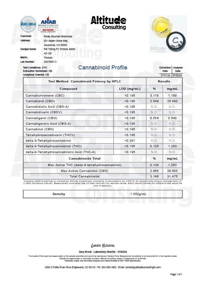 Hemp-X Pet Tincture, 750mg
